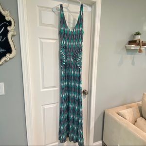 Tart dress with teal navy and white pattern